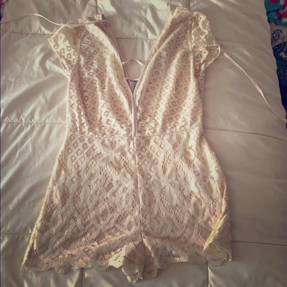 Cream colored lace romper